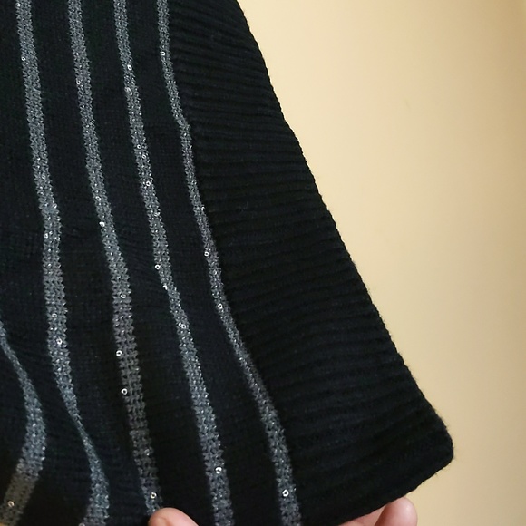 Joe Fresh| NWT Black Silver Striped Sweater With Sparkly Sequined Effect - Picture 6 of 16